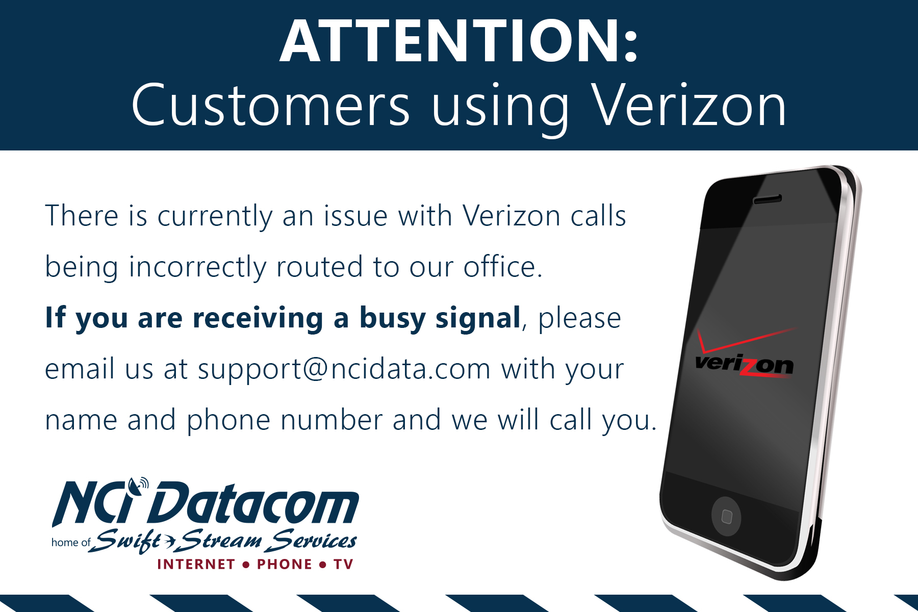 Attention: Customers using Verizon